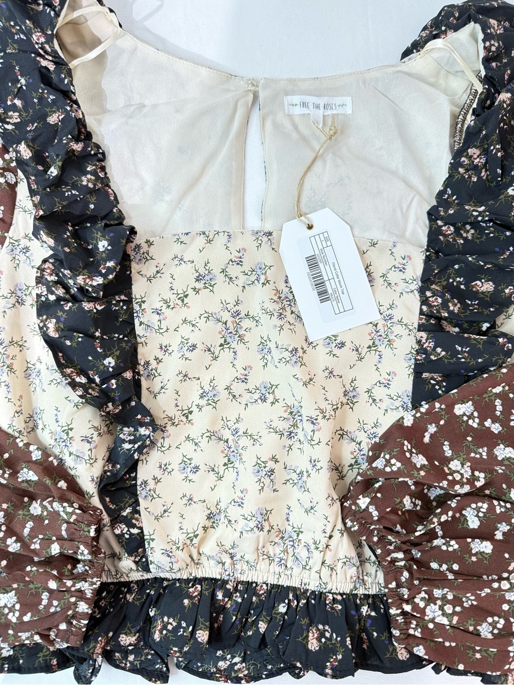 Free The Roses Floral Ruffle Top NWT Large Cottagecore - Picture 6 of 11